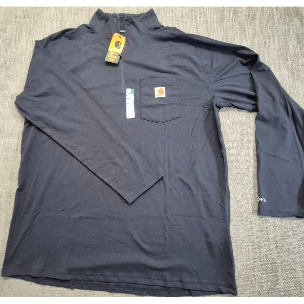 NWT Carhartt Force 1/4 Zip Shirt Men's XL Blue Relaxed Fit Long Sleeves 104255